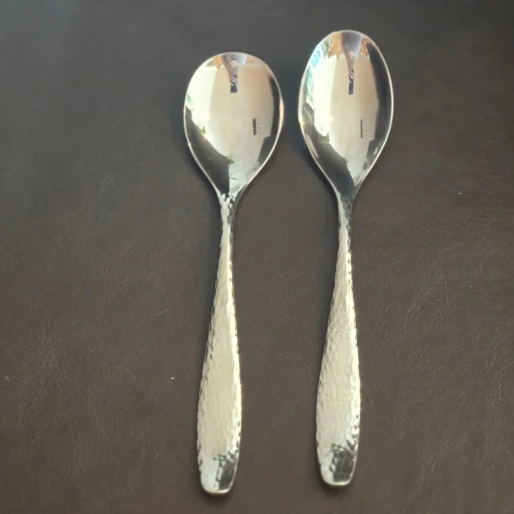 Reed & Barton Palmer hammered Flatware Set 34 piece 18/10 Stainless forks Shiny